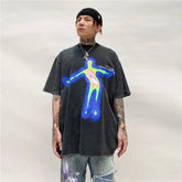 Distorted Portrait Printing Oversized T-shirt